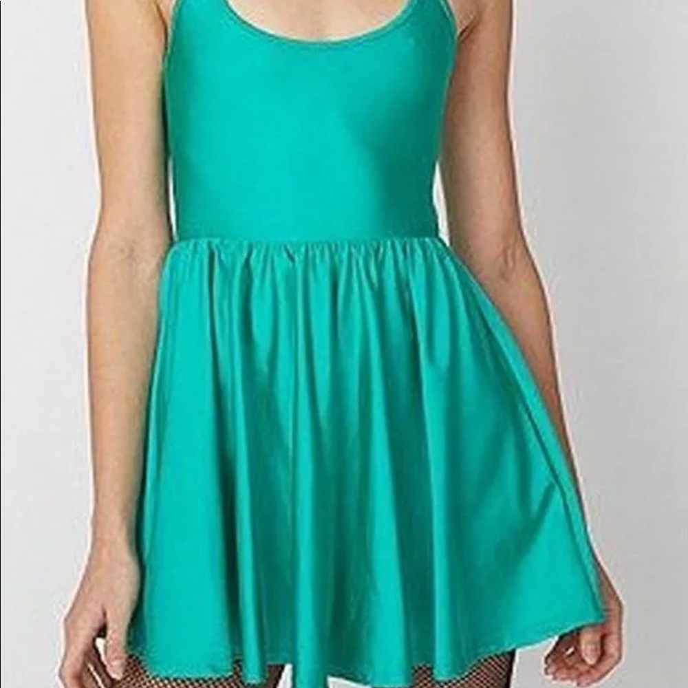American Apparel metallic Green Skater dress